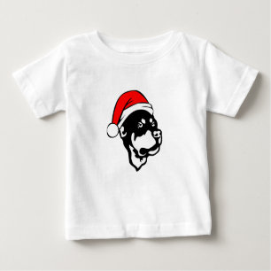 Rottweiler Dog wearing Red Christmas Santa Hat Baby T-Shirt