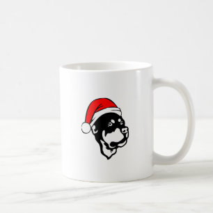 Rottweiler Dog wearing Red Christmas Santa Hat Coffee Mug