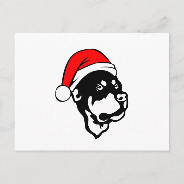 Rottweiler Dog wearing Red Christmas Santa Hat Holiday Postcard (Front)