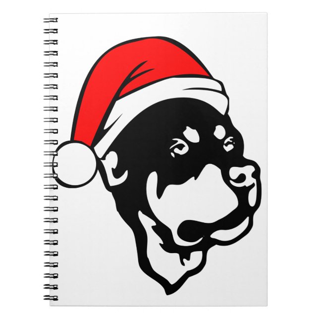 Rottweiler Dog wearing Red Christmas Santa Hat Notebook (Front)
