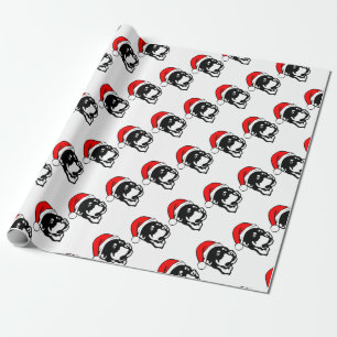 Rottweiler Dog wearing Red Christmas Santa Hat Wrapping Paper