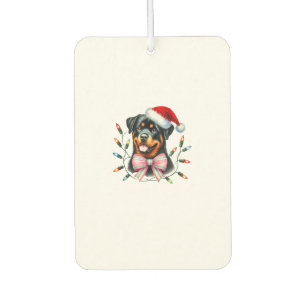 Rottweiler Dog With Coquette Bow Christmas Matchin Car Air Freshener