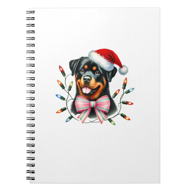 Rottweiler Dog With Coquette Bow Christmas Matchin Notebook (Front)