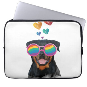 Rottweiler Dog with Hearts Valentine's Day Laptop Sleeve