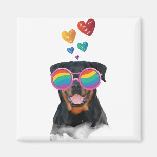 Rottweiler Dog with Hearts Valentine's Day  Magnet