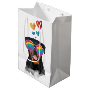 Rottweiler Dog with Hearts Valentine's Day Medium Gift Bag