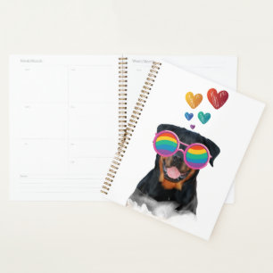Rottweiler Dog with Hearts Valentine's Day  Planner