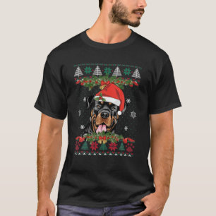 Rottweiler Dog Xmas Santa Funny Ugly Christmas Swe T-Shirt