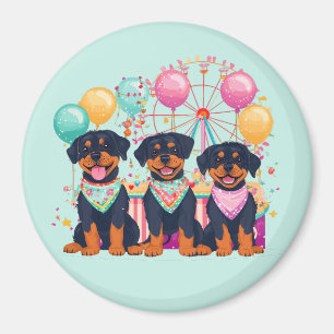 Rottweiler Dogs At A Carnival  Magnet