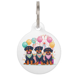Rottweiler Dogs At A Carnival Pet Tag