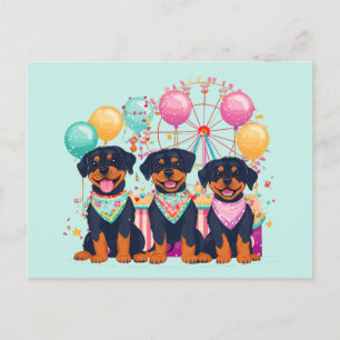 Rottweiler Dogs At A Carnival Postcard