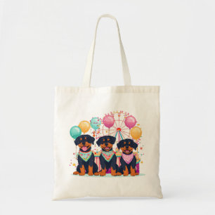 Rottweiler Dogs At A Carnival Tote Bag
