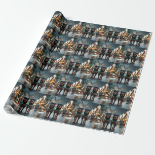 Rottweiler Dogs Christmas Snow Holiday Wrapping Paper
