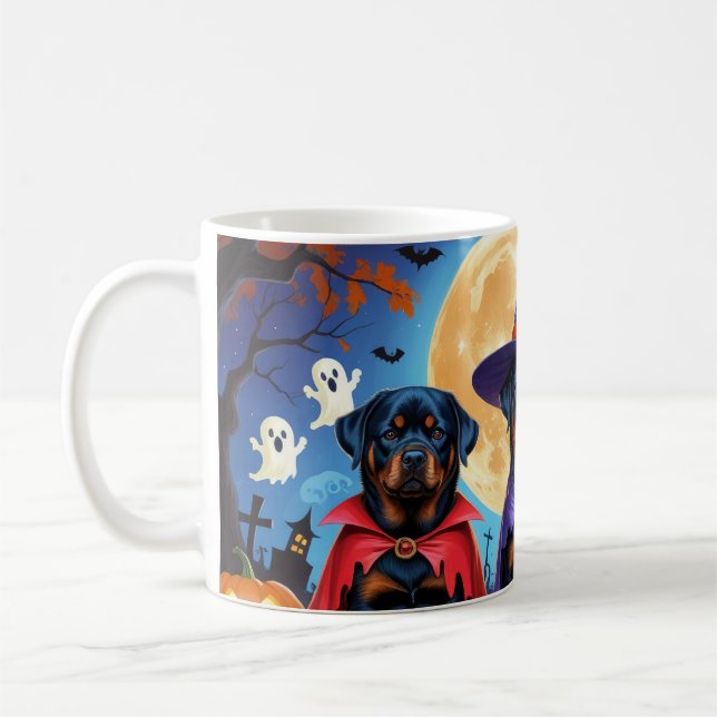 Rottweiler Dogs Pumpkin Halloween Funny  Coffee Mug (Left)