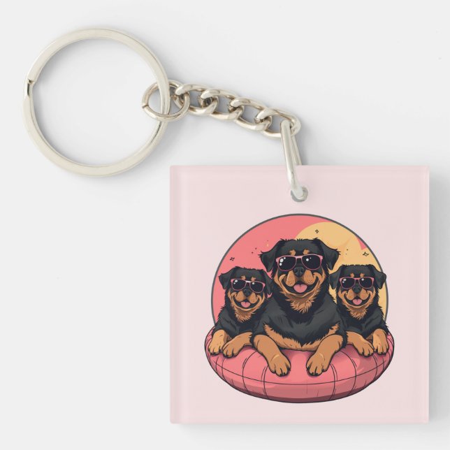 Rottweiler Dogs Summer Pool Floaties Key Ring (Front)