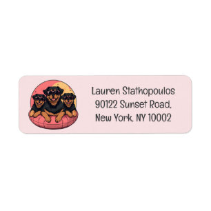 Rottweiler Dogs Summer Pool Floaties Return Address Label