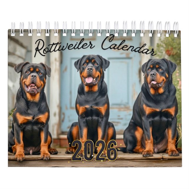 Rottweiler Dogs Wall Calendar 2026 (Cover)