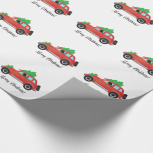 Rottweiler Driving Christmas Car Wrapping Paper
