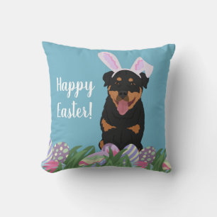 Rottweiler Easter Bunny  Cushion