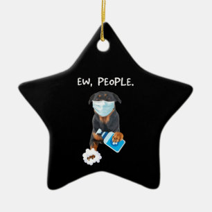 rottweiler Ew People Dog Wearing A Face Mask funny Ceramic Ornament