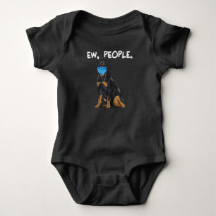 rottweiler ew people dog wearing face mask baby bodysuit