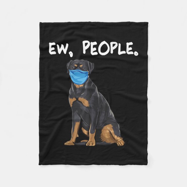 rottweiler ew people dog wearing face mask fleece blanket (Front)
