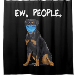rottweiler ew people dog wearing face mask shower curtain
