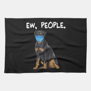 rottweiler ew people dog wearing face mask tea towel