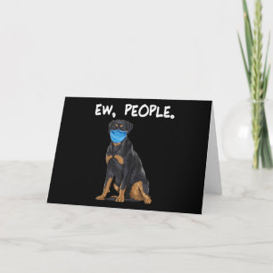 rottweiler ew people dog wearing face mask thank you card