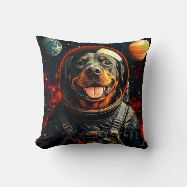 Rottweiler Explores Cushion (Front)