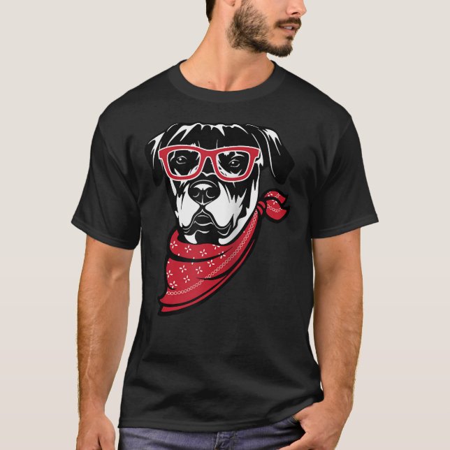 Rottweiler Face With Glasses Cute 42 T-Shirt (Front)