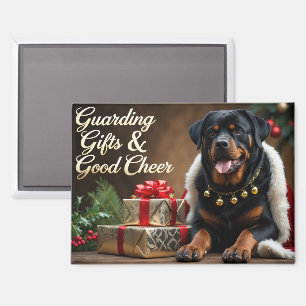 Rottweiler Festive Holiday Christmas Magnet