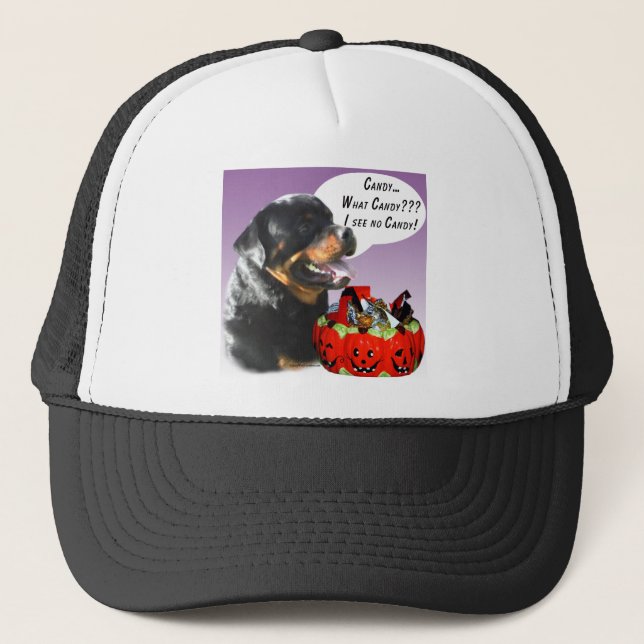Rottweiler Halloween Candy Trucker Hat (Front)