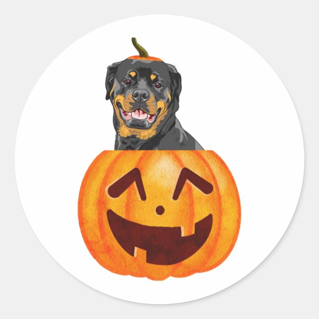 Rottweiler Halloween  Classic Round Sticker (Front)