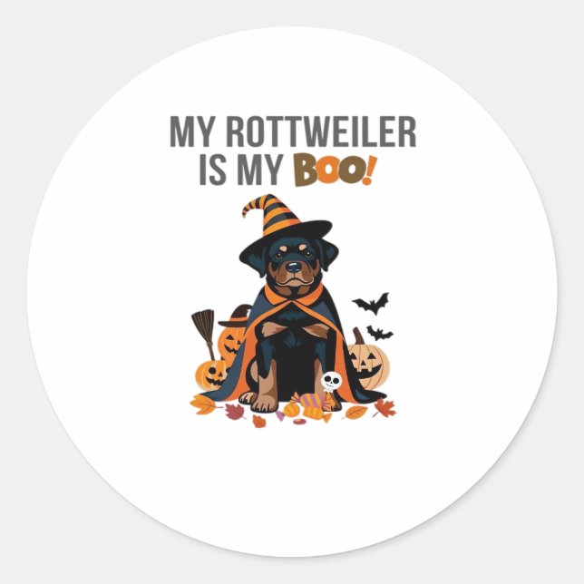 Rottweiler Halloween Costume  My Rottweiler is My  Classic Round Sticker (Front)