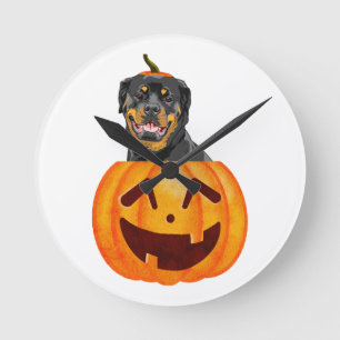 Rottweiler Halloween Round Clock