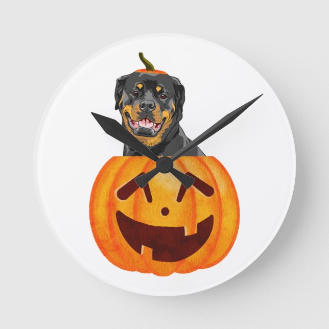 Rottweiler Halloween     Round Clock (Front)