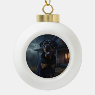 Rottweiler Halloween Scary  Ceramic Ball Christmas Ornament