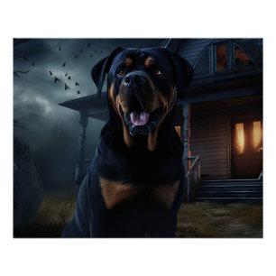 Rottweiler Halloween Scary  Poster
