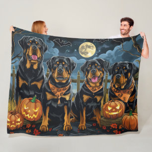 Rottweiler Halloween Spooky Fleece Blanket