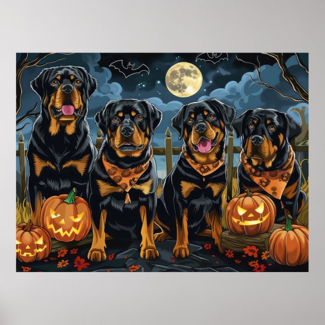 Rottweiler Halloween Spooky Poster (Front)