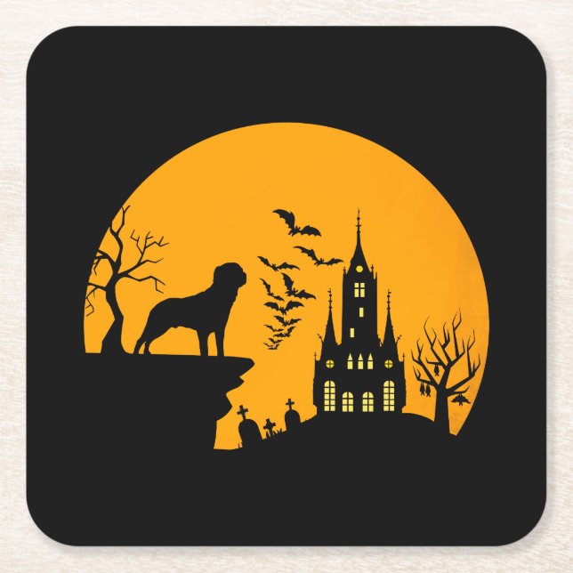 Rottweiler Halloween      Square Paper Coaster (Front)
