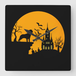Rottweiler Halloween Square Wall Clock