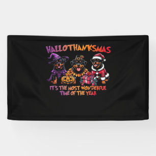 Rottweiler Halloween Thanksgiving Christmas Classi Banner