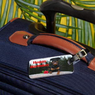 rottweiler happy birthday luggage tag
