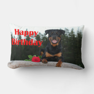 rottweiler happy birthday lumbar cushion
