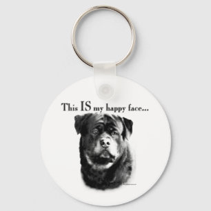 Rottweiler Happy Face Keychain