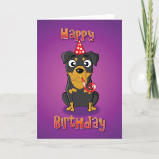 rottweiler - hat&whistle - happy birthday card