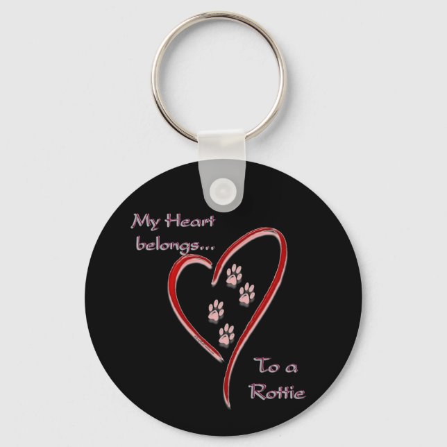Rottweiler Heart Belongs Key Ring (Front)