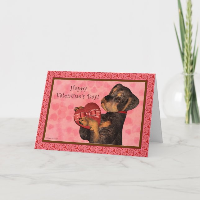 Rottweiler Heart Candy Valentine's Day Card (Front)